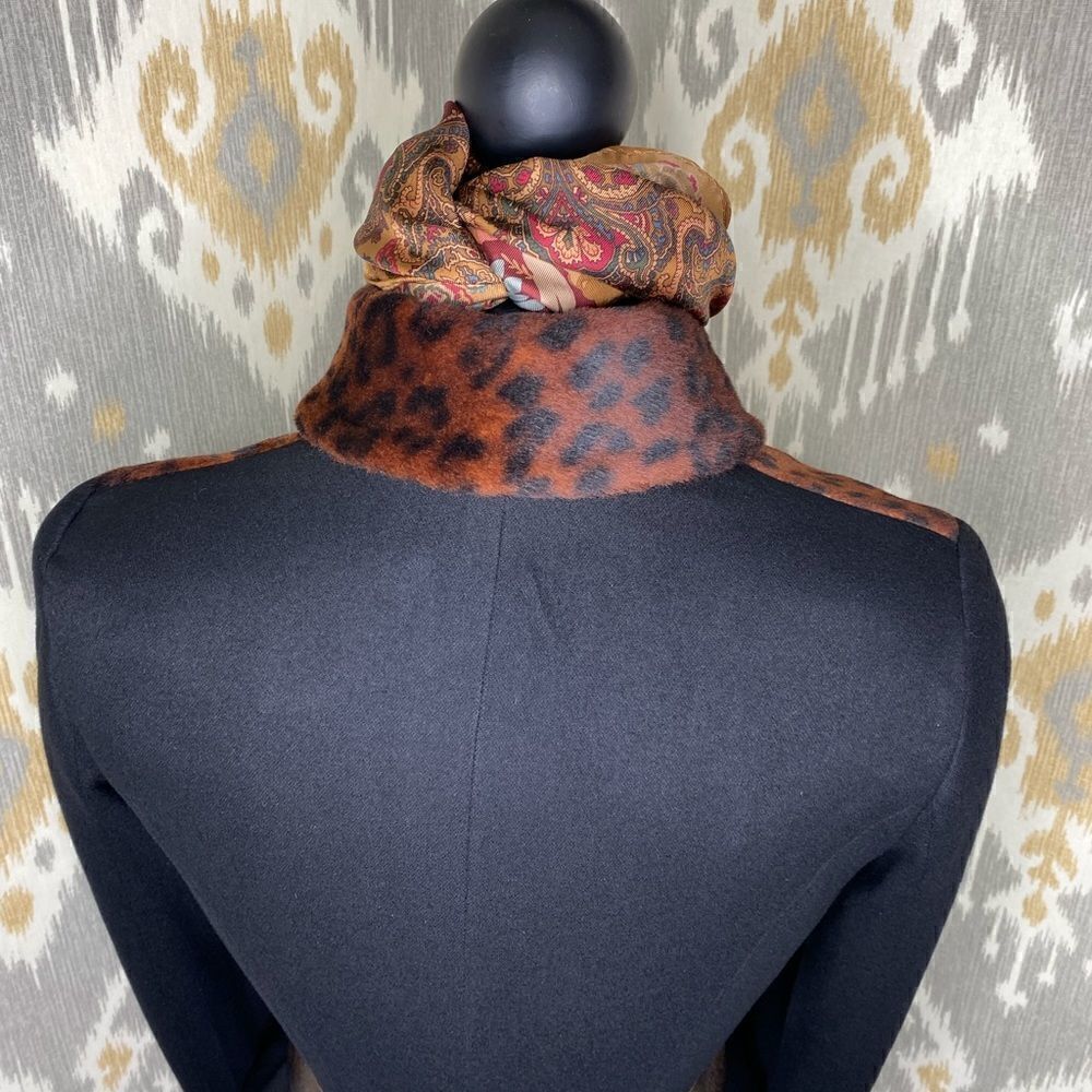 Vtg Ralph Lauren Fall 08 Collection Black Cashmere Leopard Print Cocktail Jacket - Picture 14 of 16